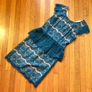 Dark green lace peplum Anthro dress